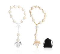 TYFGRT 2 Pièces De Chapelet d'ange Gardien, 1 Sac À Bijoux, Collier De Perles De Prière, Collier D'Aile Porte-Bonheur, Décorations Créatives À Suspendre, Perles De Chapelet À Suspendre pour Voiture
