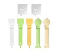 TYFGRT 5 Cuillères d'alimentation en Bande pour Chat Et 2 Crochets Adhésifs, Presse-Bande pour Chat, Cuillère Multifonctionnelle pour Animaux De Compagnie, Fournitures pour Animaux De Compagnie