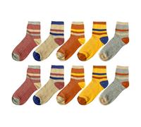 TYFGRT 5 Paires De Chaussettes Rayées Color Block, Chaussettes Mi-Mollet Pour Femme, Chaussettes À La Mode Et Polyvalentes, Chaussettes Rétro, Chaussettes Respirantes