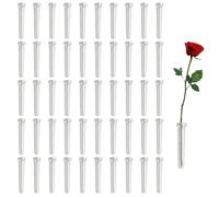TYFGRT 50 Pièces Tubes De Stockage d'eau Transparents, Tubes d'eau De Fleurs, Tubes De Conservation De Fleurs, Tubes en Plastique Réutilisables, Tubes en Plastique De Fleurs avec Couvercles