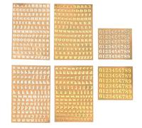 TYFGRT 6 Feuilles Mini Autocollants Alphanumériques, Autocollants en Métal, Autocollants Décoratifs DIY, Autocollants De Lettres Auto-Adhésifs, Autocollants De Lettres Scintillantes