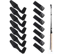 TYFGRT 7 Attaches De Canne À Pêche Et 7 Capuchons De Canne À Pêche, Housses De Protection pour Canne À Pêche, Attaches Élastiques pour Canne À Pêche, Accessoires De Pêche, Fournitures De Pêche