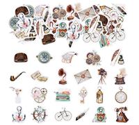 TYFGRT 92 Pièces Autocollants Rétro, Accessoires pour Journal Intime, Autocollants pour Bloc-Notes, Scrapbooking, Décoration DIY, Autocollants Esthétiques Auto-Adhésifs pour Bagages, Cahiers, Tasses