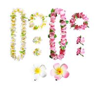 TYFGRT Accessoires De Jupe en Pétale d'herbe, 8 Pièces Et 2 Pinces À Cheveux, Lei Hawaïen, Décorations De Fête Hawaïenne, Fournitures D'Habillage De Fête sur La Plage