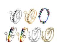 TYFGRT Anneau Virevoltant De Perles De 7 Pièces, Anneau Arc-en-Ciel, Anneau Fendu Réglable, Anneau Anti-Stress, Anneau De Jouet D’Anxiété, Ensemble De Jouets Fidget