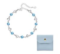 TYFGRT Bracelet Diamant Bleu Et Sachet Bijoux, Pétillant, Amour, Strass, Femme, Ajustable