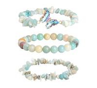 TYFGRT Bracelet en Cristal 3Pcs, Bracelet Pendentif Papillon, Bracelet De Perles Rondes, Bracelet en Cristal Irrégulier, Bracelet À Cordon Élastique, Bracelet pour Femmes