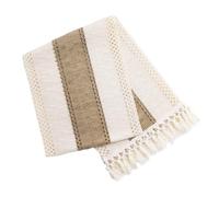 TYFGRT Chemin De Table Tissé 1 Pièce, Chemin De Table À Pompons, Décoration De Table, Accessoires pour La Maison, Nappe Boho, Nappe en Coton Et Lin