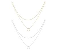TYFGRT Collier De Perles De Cuivre Double Couche 2Pcs, Simple De Mode, Empilable, Pendentif Cercle, pour Femmes, Bijoux