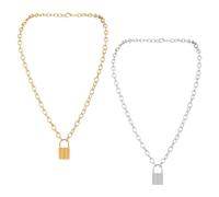 TYFGRT Colliers À Serrure 2 Pièces, Bijoux À La Mode, Colliers Créatifs, Colliers À Pendentif, Colliers en Acier Inoxydable, Colliers Punk