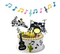 TYFGRT Décorations De Gâteau De Musique, 8 Pièces, 1 Pièce, Drapeau De Note De Musique, Décoration De Gâteau De Guitare, Décorations De Fête Musicale d'anniversaire