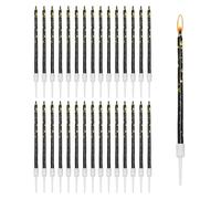 TYFGRT Ensemble De Bougies d'anniversaire 30 Pièces, Bougies d'anniversaire en Or Noir, Bougies De Décoration De Gâteau d'anniversaire, Bougies De Gâteau pour Adultes