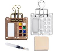 TYFGRT Ensemble De Mini Palettes 2 Pièces, 1 Carnet De Croquis, Palette D’Aquarelle Portable, Palette De Voyage, Ensemble D’Aquarelle De Poche