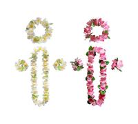 TYFGRT Guirlande Hawaïenne 2 Pièces, Guirlande De Fleurs Colorées, Collier De Fleurs Hawaïennes, Tenue De Plage Tropicale, Tenue Hula, La Fête sur La Plage Et Le Bal De Fin D'Année