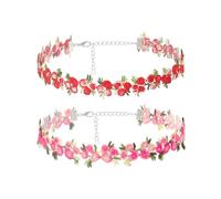 TYFGRT Lot De 2 Colliers De Fleurs En Dentelle, Collier De Fleurs Pour Femme, Tour De Cou De Fleurs Réglable, Tour De Cou De Fleurs Vintage, Tour De Cou De Fleurs Brodées, Les Banquets