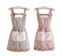 TYFGRT Lot De 2 Tabliers À Fleurs, Tabliers À Imprimé Floral, Tabliers De Nettoyage pour Femme, Tabliers À Grandes Poches, Tabliers De Barbecue, Tabliers De Cuisine, Tabliers De Jardin