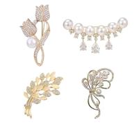 TYFGRT Lot De 4 Broches À Fleurs, Broches Brillantes, Broches en Strass, Broches Décoratives, Broches Vintage, Broches Élégantes pour Femmes, Adaptées Aux Vêtements, Foulards, Chapeaux