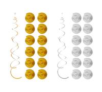 TYFGRT Pack De 24 Pendentifs en Spirale, Décorations De Plafond, Décorations Suspendues, Décorations De Fête d'anniversaire De Mariage, Décorations De Fête en Or Et Argent