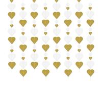 TYFGRT Pack De 4 Pendentifs d'amour, Décorations Suspendues, Décorations d'anniversaire, Pendentifs d'amour Blanc Et Or, Décorations De Ruban d'amour De Fête