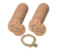 TYFGRT Paquet De 200 Étiquettes Suspendues Faites À La Main avec 40 Mètres De Ficelle, Étiquettes en Papier Kraft, Étiquettes Cadeaux, Étiquettes Artisanales, Étiquettes Décoratives