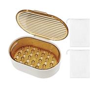 TYFGRT Porte-Savon 1 Pièce Et Filet en Mousse 2 Pièces, Porte-Savon avec Couvercle, Porte-Savon Étanche, Porte-Savon Amovible Double Couche, Boîte De Rangement De Salle De Bain,