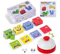TYFYH Puzzles en Bois Enfant, Puzzle de Expression en Bois, Cube de Construction Emojis, Face Changing Magic Cube, IQ Puzzle de Visage Jouet pour Enfant de Plus de 3 an, avec Sonnette