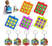 TYFYH Tic Tac Toe Jeu de porte-clés pour enfants, 5 mini porte-clés Tic Tac Toe, 5 mini cubes magiques, pendentif sac à dos pour anniversaire d'enfant, multicolore, S