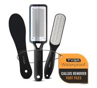 TYGA Lot de 3 râpes à pieds, lime double face et brosse à récurer - Éliminateur de callosités pour enlever les peaux mortes, les peaux dures craquelées, les grosses raclettes fines, les soins humides
