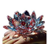 TYGJB Fine Quartz Cristal Verre Fleur De Lotus Pierres Naturelles et Minéraux Feng Shui Sphères Cristaux Fleurs pour Souvenirs De Mariage (Rouge)