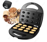 TYH 12 Gaufriers Électriques pour Gâteaux Aux Noix, 750 W, Moule À Biscuits Aux Noix, avec Revêtement Antiadhésif Et Voyant Lumineux, Support De Chauffage Double Face, Mini Machine À Noix Automatique