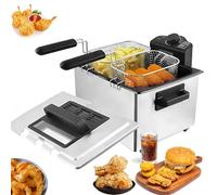TYH Friteuse De 5 litres, Panier Antiadhésif À Contrôle De Température Réglable De 2100 W, Récipient À Huile Amovible Facile À Nettoyer, Fenêtre De Visualisation Facile, Petits Paniers De Cuisson