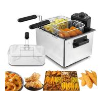 TYH Friteuse électrique 2100 W, Capacité de 5 litres, Fenêtre de Visualisation Facile, Panier Antiadhésif à Contrôle de Température Réglable, Récipient à Huile Amovible Facile à Nettoyer