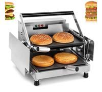 TYH Grill À Pains De Comptoir en Acier Inoxydable, Grille-Pain Professionnel Double Couche pour Pains À Hamburger, Minuterie 0-3 Min, Contrôle De La Température 0-300 °c, Plaques Chauffantes