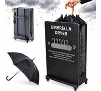 TYH Support Séchoir À Parapluies Mouillés, avec Bac À Eau Amovible, Essoreur De Parapluies, Support À Parapluies Double Couche Absorbant Leau De Pluie avec roulettes, Récupérateur Black