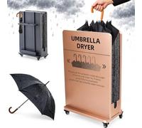 TYH Support Séchoir À Parapluies Mouillés, avec Bac À Eau Amovible, Essoreur De Parapluies, Support À Parapluies Double Couche Absorbant Leau De Pluie avec roulettes, Récupérateur Gold