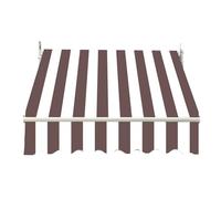 TYHAYJYK Store banne rétractable 450 x 300 cm, Toile de Remplacement, Motif rayé Marron et Blanc, Pare-Soleil d'extérieur (sans Cadre), pour Porte-fenêtre et Porte-fenêtre