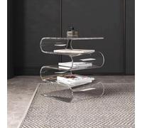 TYHAYJYK Table Basse en Forme de S, Table d'appoint en Acrylique, Table de Chevet Moderne, Table de Rangement multifonctionnelle pour Salon, terrasse, Gain de Place (Transparent)