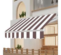 TYHAYJYK Toile de rechange pour auvent extérieur, auvent de jardin, rayures marron et blanches pour patio et terrasse 390 x 400 cm