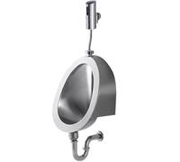 TYHAYJYK Urinoir à capteur Automatique, urinoir Mural pour Hommes, Ensemble de Chasse d'eau pour urinoir Domestique et Commercial en Acier Inoxydable, Drain Mural B