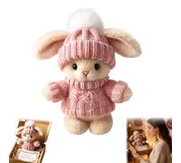 TYHBRV Mini lapin en peluche fait à la main avec carte sincère - Panier de Pâques doux pour enfants et adultes, joli coffret cadeau lapin pour le printemps, cadeau « Thinking of You » pour les amis et
