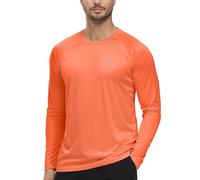 Tyhengta T-Shirt à manches longues pour homme - Protection UV - T-shirt d'été pour la plage - Protection solaire - Séchage rapide - Rash Guard, Gris/orange, M