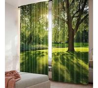 TYHKXAI Lot de 2 Rideaux occultants Verts, Motif Parc d'été en Allemagne, Arbres, Soleil, forêt, Nature, extérieur, pour Chambre à Coucher, Salon WxH/2x120x143cm