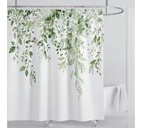 TYHKXAI Rideau de Douche en Tissu Eucalyptus Vert émeraude, Feuilles de Plantes aquarelles avec Ensemble de Rideaux de Douche Floraux avec Crochets 90x210cm/WxH