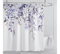 TYHKXAI Rideau de Douche en Tissu Eucalyptus Vert émeraude, Feuilles de Plantes aquarelles avec Ensemble de Rideaux de Douche Floraux avec Crochets 150x170cm/WxH