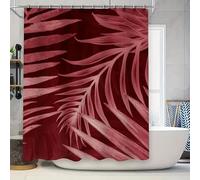 TYHKXAI Rideau de Douche Rouge à Feuilles de Palmier, imperméable, décoration intérieure, Accessoire de Salle de Bain pour Baignoire (175 x 213 cm/L x H)