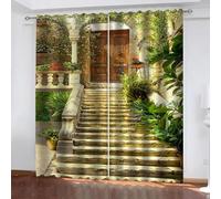 TYHKXAI Rideau de fenêtre pour la décoration intérieure, Jardin, Villa, Paysage, imprimé, Rideaux occultants Modernes pour Enfants, Panneaux, Salon, Chambre à Coucher WxH/2x140x250cm