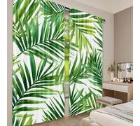TYHKXAI Rideaux occultants à 2 Panneaux, Feuilles de Palmier Tropicales, Sensation Naturelle, idéal pour Le Salon, la Chambre, la Cuisine, la Salle de Bain WxH/2x120x160cm