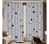 TYHKXAI Rideaux occultants, Ensemble de 2 Panneaux, imprimé planètes spatiales et astronautes, pour la décoration du Salon (L x H / 2 x 70 x 160 cm)