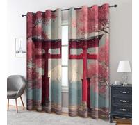 TYHKXAI Rideaux occultants Japonais, Rideaux Thermiques à œillets à Motifs de Fleurs de Cerisier asiatiques Chinois, Rideaux occultants pour Salon et Chambre à Coucher LxH/2x100x250cm