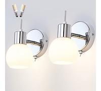 TYhogar 2 Pcs Applique Murale en Acrylique Applique Art Deco Luminaire Salle de Bain E14 Edison Applique Moderne Globe en Acrylique Lampe pour Café Bar Couloir Salle à Manger (Ampoules 5W incluses)